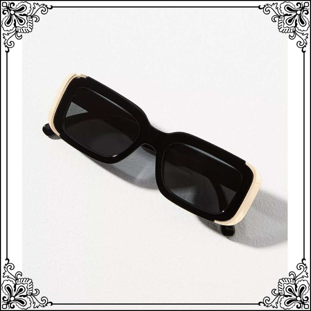 ANTHROPOLOGIE - I-SEA Ali Gold-Plated Black Sunglasses - Picture 2 of 9